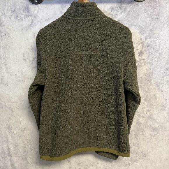 The North Face Deep Pile Fleece Jacket Mens Small Green Snap - Picture 2 of 9